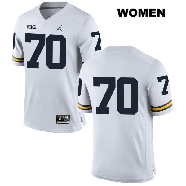 Women's NCAA Michigan Wolverines Nolan Ulizio #70 No Name White Jordan Brand Authentic Stitched Football College Jersey GK25P51SX